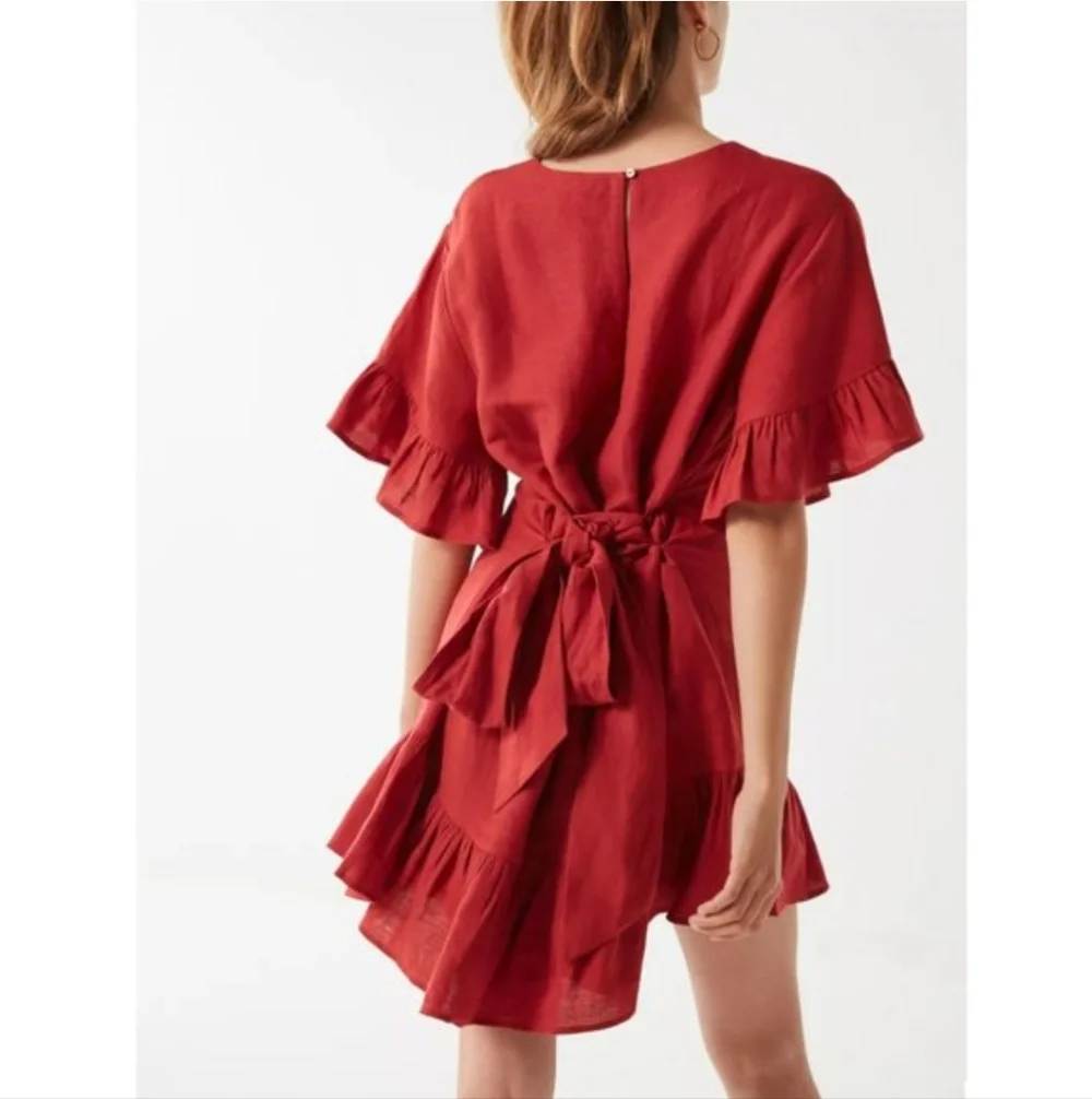 Urban Outfitters Red Ruffle Mini Dress Large L - Picture 5 of 12